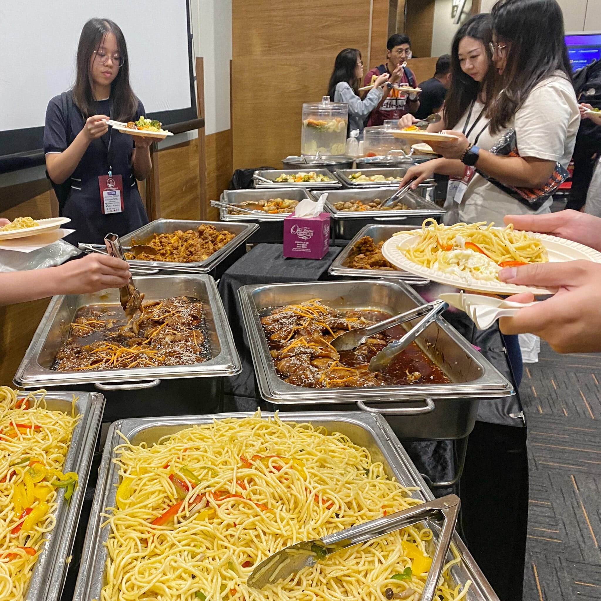 Developers grabbing food during lunch time